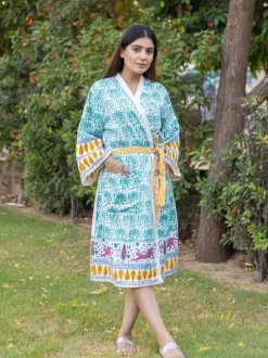 Adbhut Block Printed Luxury Cotton Bath Robe