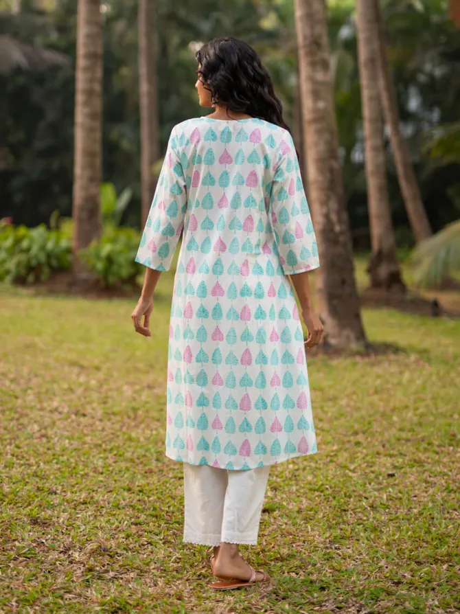 Aesha Block Printed Cotton Long Kurta