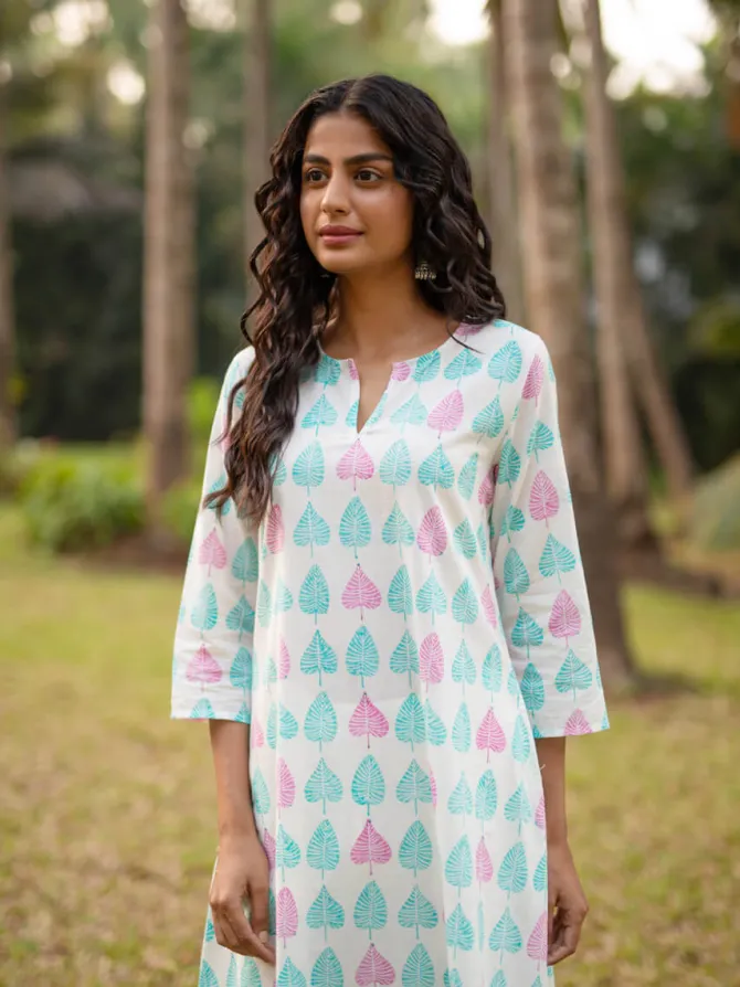 Aesha Block Printed Cotton Long Kurta