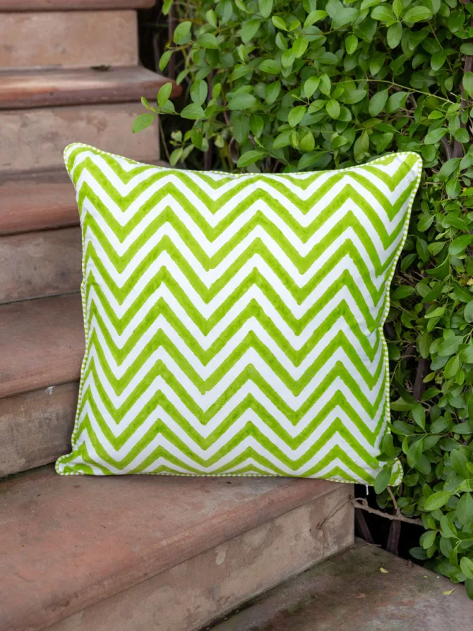 Alankriti Hand Block Printed Cotton Cushion Cover - 20Inch