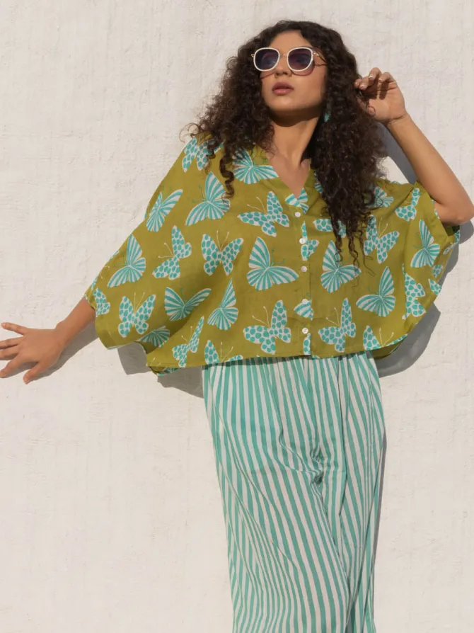 Alia Hand Printed Poncho Top