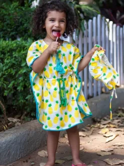 Ananaas Organic Cotton Block Printed Kaftan for Kids