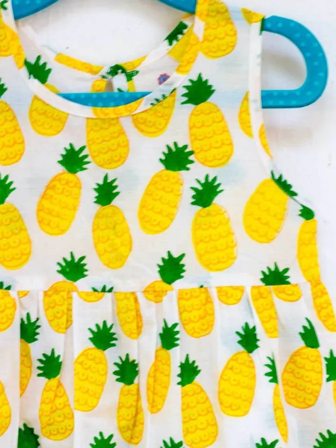 Ananaas Organic Cotton Block Printed Dress with a Pocket