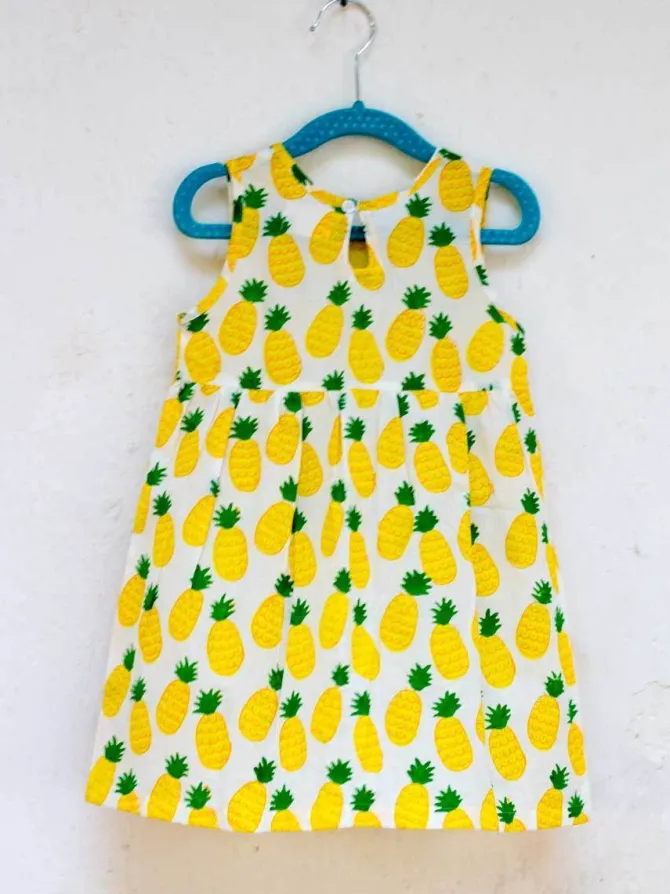 Ananaas Organic Cotton Block Printed Dress with a Pocket