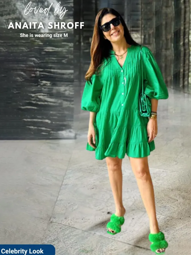 Anna Forest Green Cotton Midi Dress