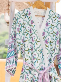 Anokhi Block Printed Luxury Cotton Bath Robe