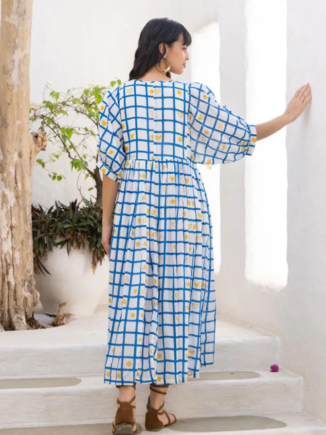 Archie Hand Block Printed Cotton Maxi Dress