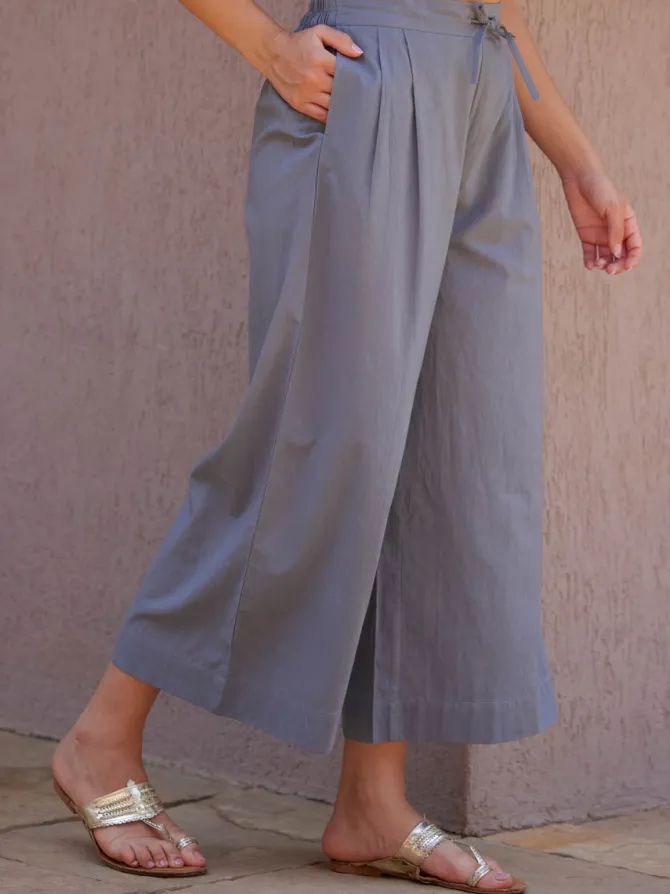 Ash Grey Cotton Palazzo Pants
