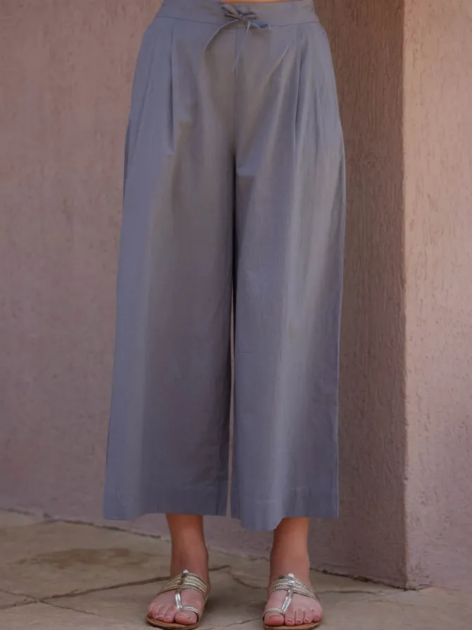 Ash Grey Cotton Palazzo Pants