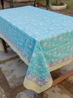 Aster Block Print Cotton Table Cover