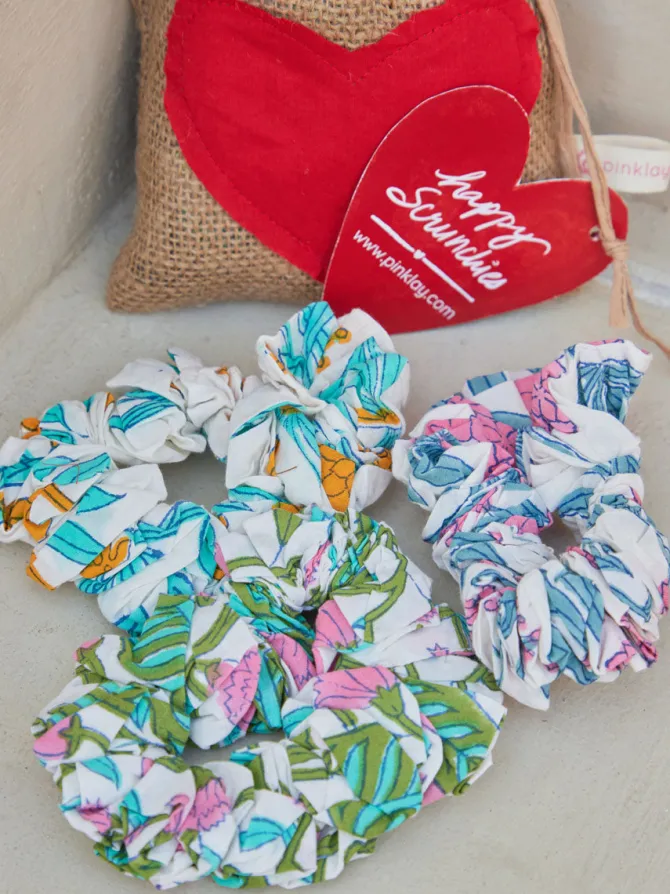 Bag of 3 - Bloom Cotton Scrunchies