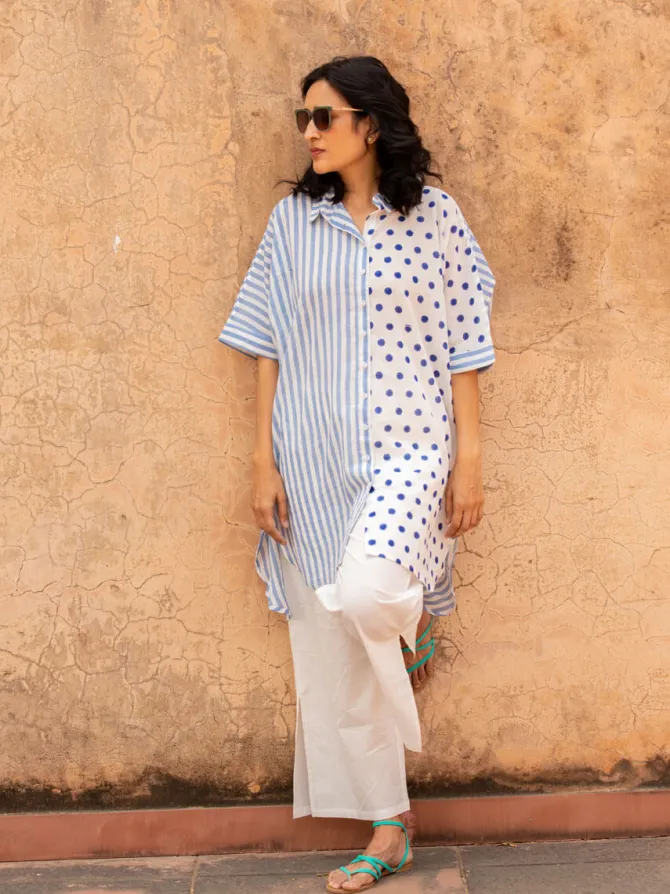 Bella Oversized Asymmetrical Cotton Long Shirt
