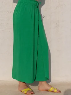 Beth Solid Green Wrap-Around Pants