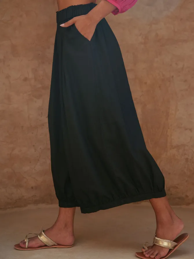 Black Cotton Aladdin Pants