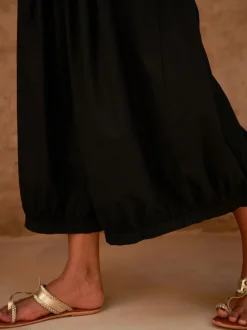 Black Cotton Aladdin Pants