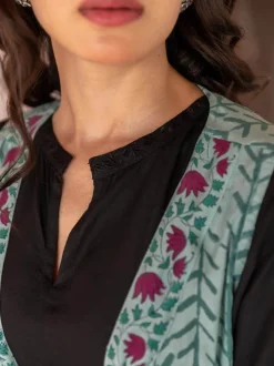 Black Embroidered Asymmetrical Top