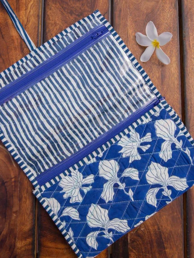 Blue Peony Foldable Jewellery Pouch