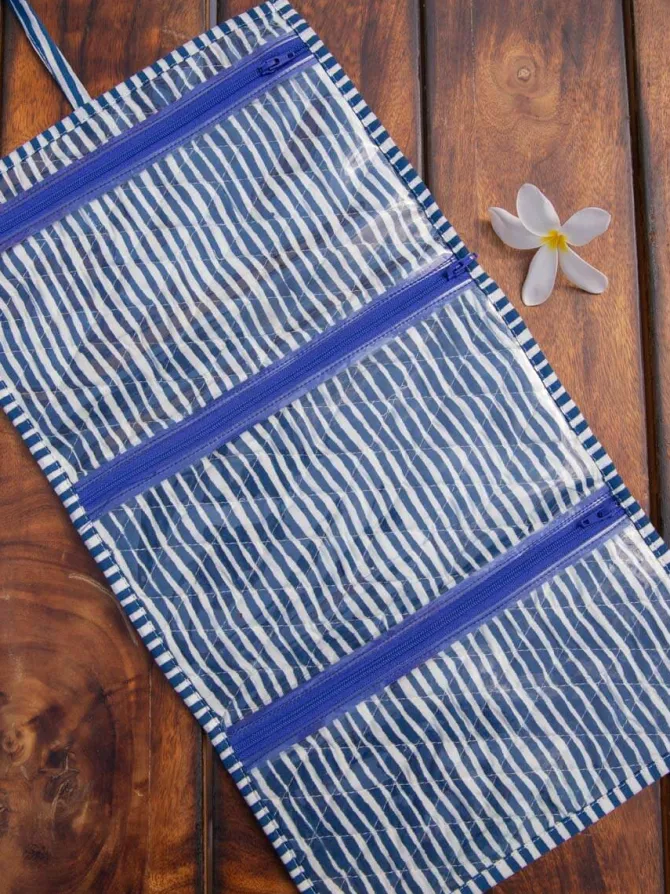 Blue Peony Foldable Jewellery Pouch