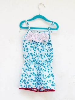 Blue Star Organic Cotton Block Printed Jumpsuit with Pompoms