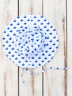 Blue Umbrella Block Printed Cotton Hat