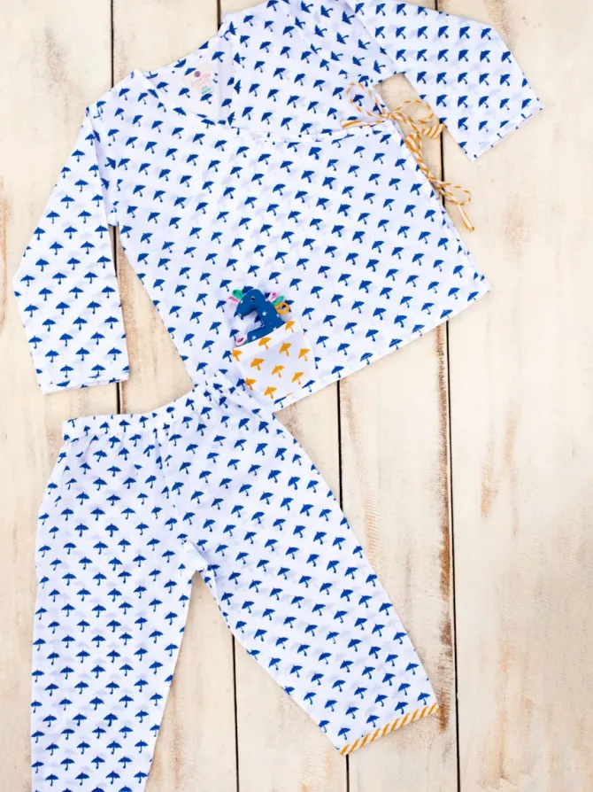 Blue Umbrella Organic Cotton Block Printed Angrakha Set