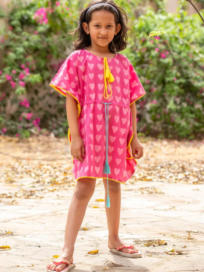 Carol Organic Cotton Block Printed Kaftan For Kids