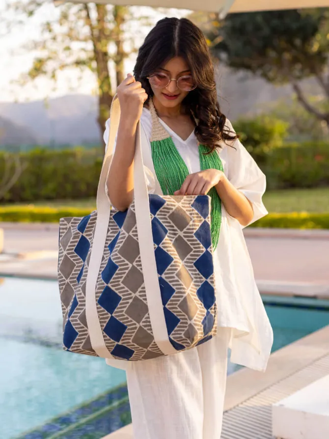 Celestial Hand Block Printed Tote Bag