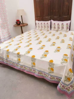 Champa Hand Block Printed Cotton Bed Sheet
