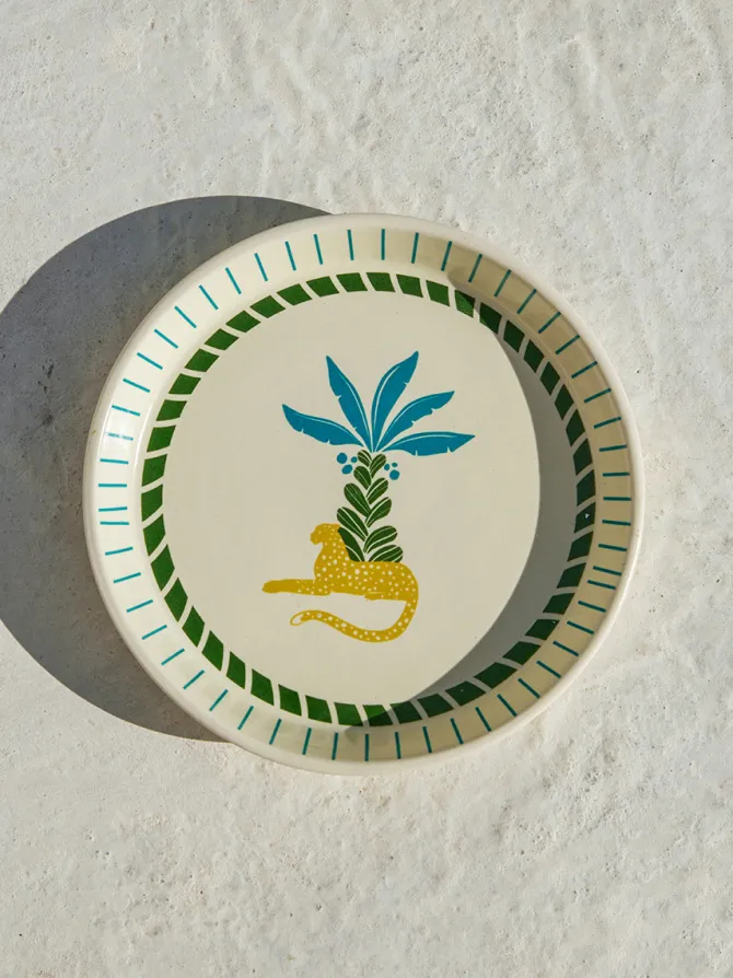 Cheetah Chase Ceramic Round Platter