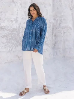 Classic Indigo Stripes Dabu Modal Shirt