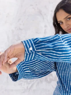 Classic Indigo Stripes Dabu Modal Shirt