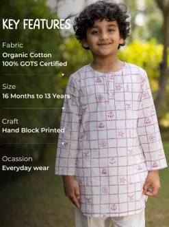 Cooper Cotton Block Printed Long Kurta Pyjama Set