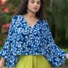 Devki Indigo Poncho Shirt Top
