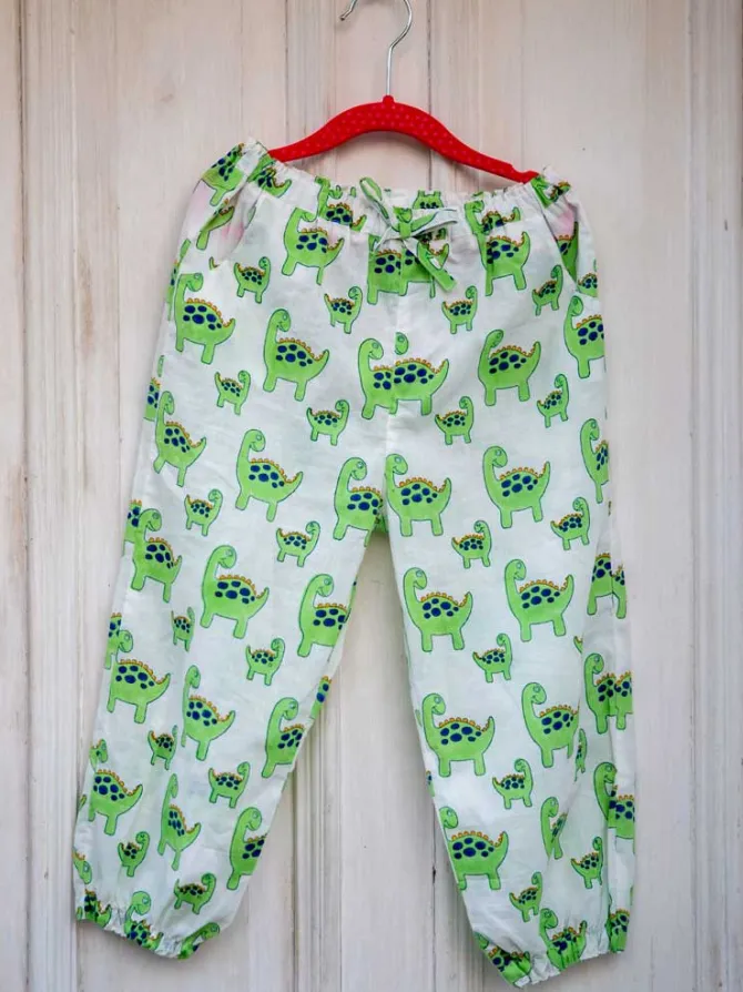 Dino Green Organic Cotton Comfort Pants