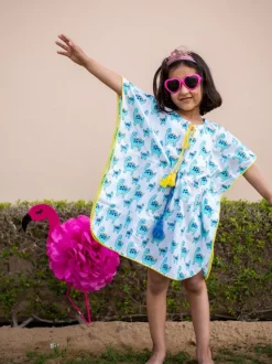 Dino Organic Cotton Block Printed Kaftan for Kids