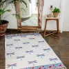 Dragonfly Block Printed Cotton Dhurrie Rug