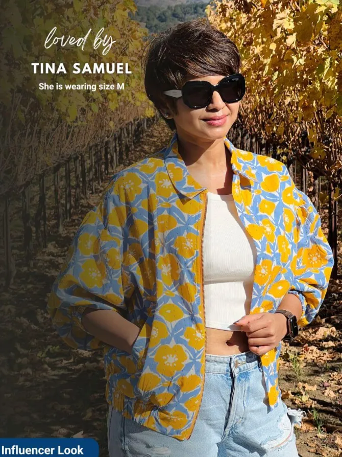 Euphoria Kantha Embroidered Block Printed Bomber Jacket