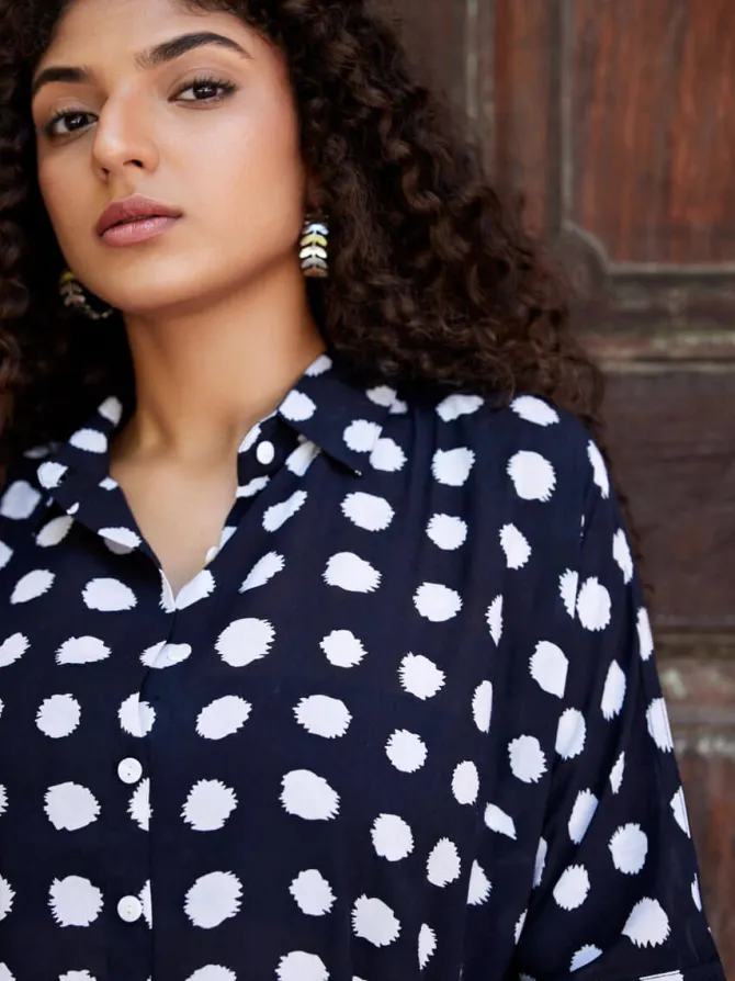 Fanaa Hand Printed Oversized Modal Shirt