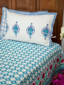 Firoza Block Printed Cotton Bedsheet