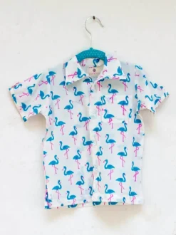 Flamingo Dance Organic Cotton Block Printed Shirt