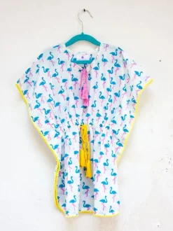 Flamingo Organic Cotton Block Printed Kaftan for Kids