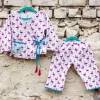 Flamingo Quilted Organic Cotton Block Printed Angrakha Set