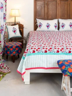 Fruit of Paradise Block Printed Cotton Bedsheet