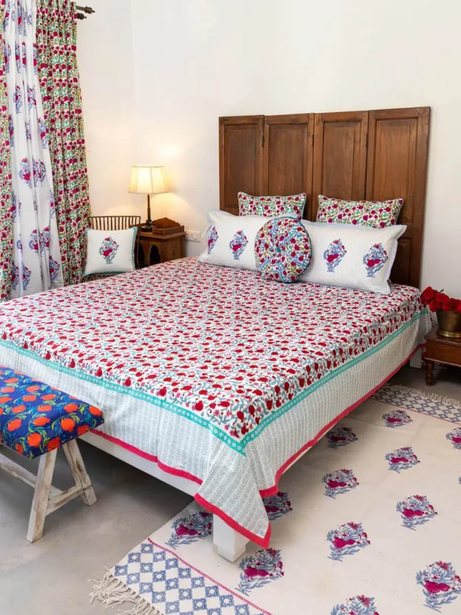 Fruit of Paradise Block Printed Cotton Bedsheet