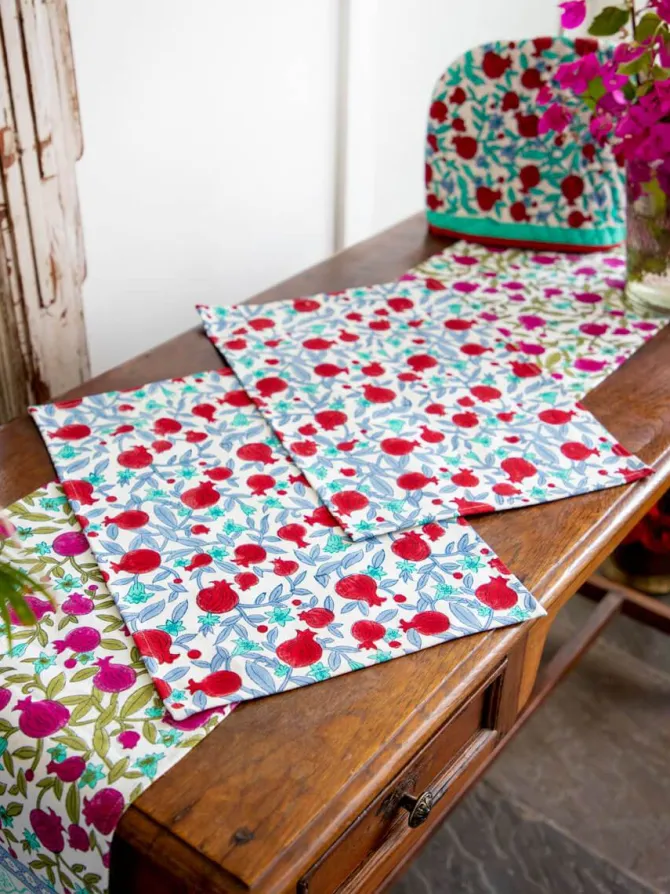 Fruits of Paradise Block Printed Cotton Table Mats