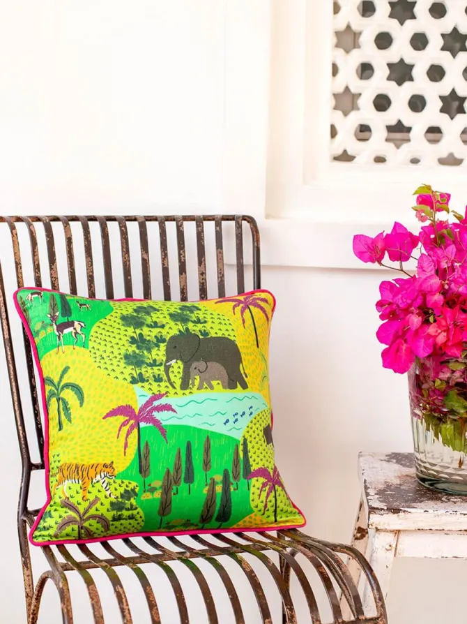 Garden of Eden Cotton Cushion Cover - 16 Inch