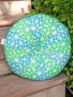 Garima Block Printed Cotton Pinwheel Cushion With Filler - 16 Inch