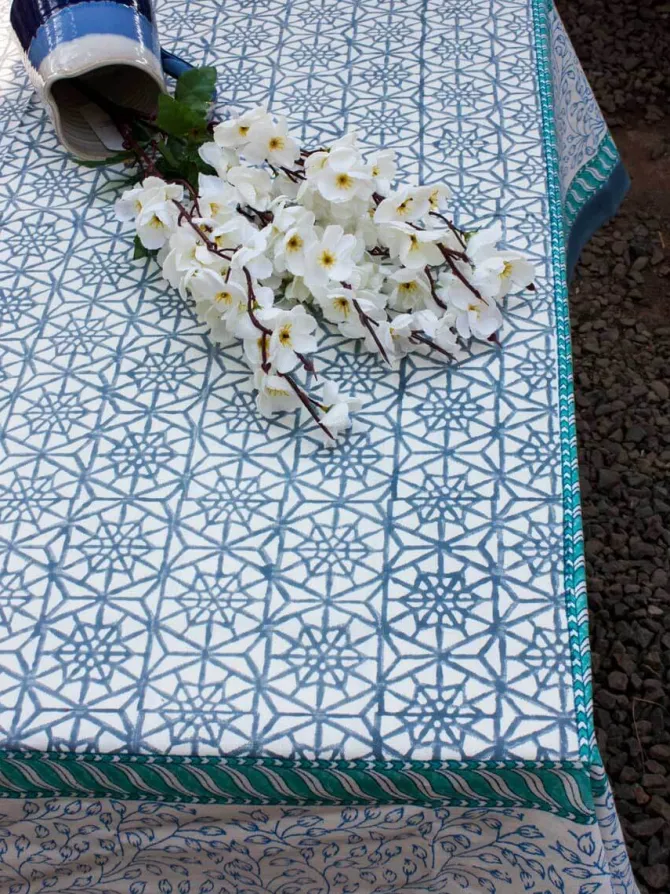 Geometrical Block Printed Cotton Table Cover