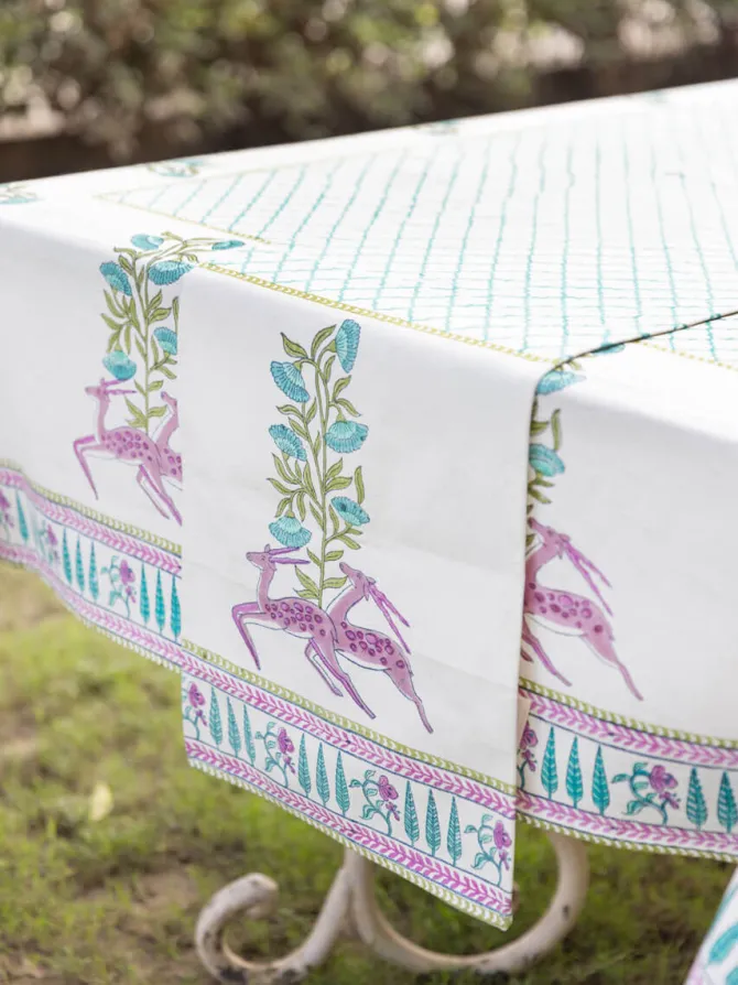 Ghazala Block Printed Cotton Table Runner