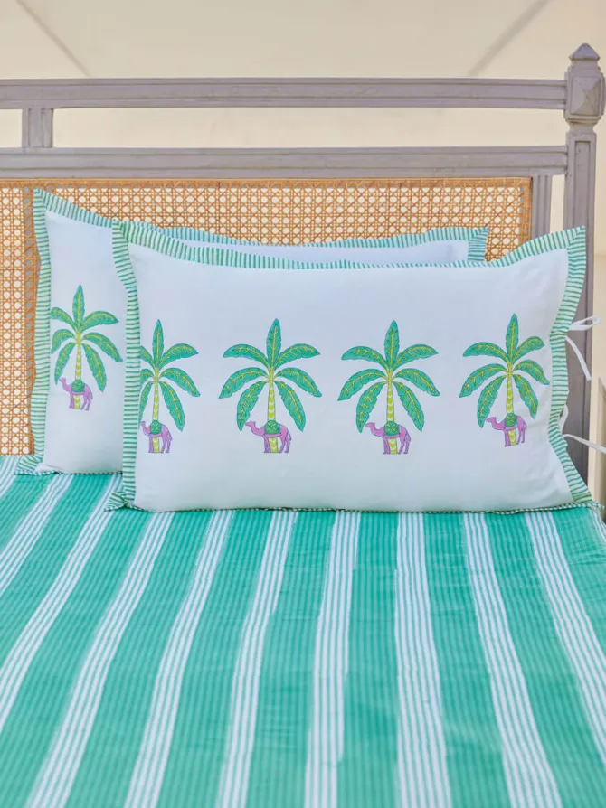 Green Stripes Cotton Bedsheet